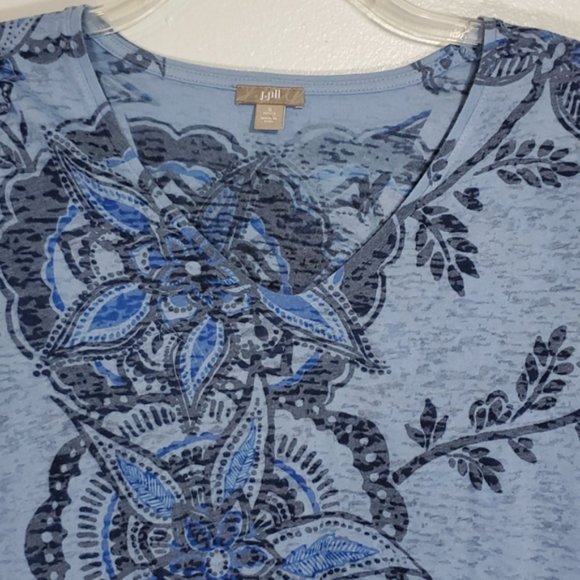 J.Jill Blue Floral Design Top Size Small - Picture 3 of 8